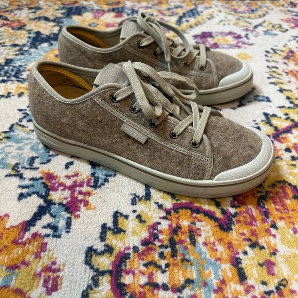 Keen Luft Cell Felt Lace Up Sneaker Womens Size 10 Taupe Casual Comfort Shoes - Picture 3 of 10